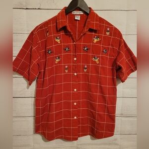 Red Embroidered Women's Top